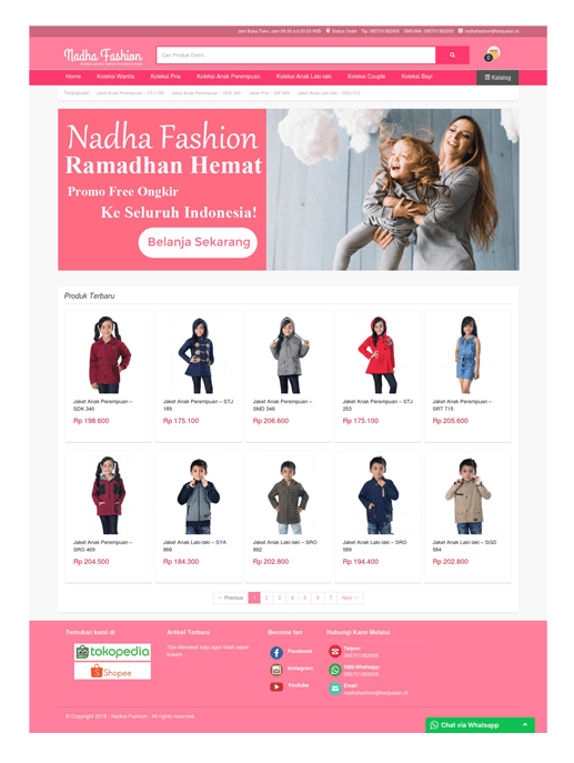 Theme toko online Nadha Fashion dari layanan web hosting & jasa pembuatan toko online