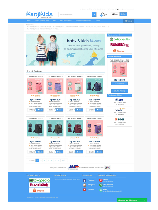 Theme toko online kenjikids dari layanan web hosting dan jasa pembuatan website toko online